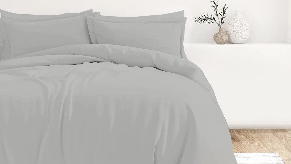 Housse de couette percale gris perle